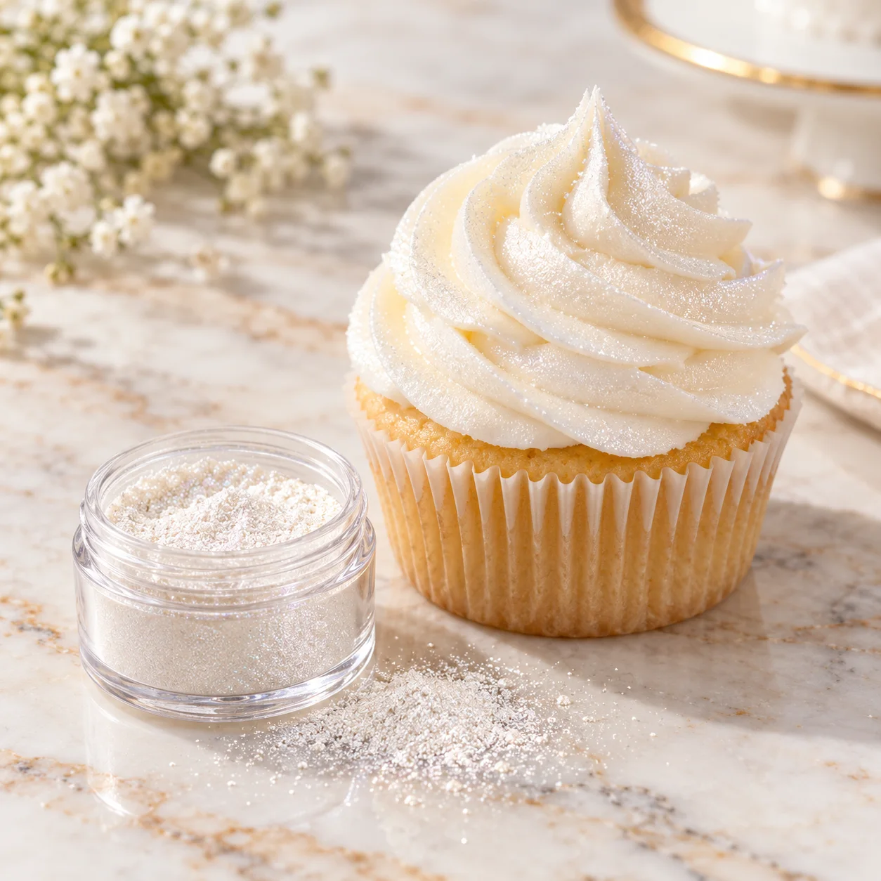 Edible shimmer / white dust temporary catalog photo